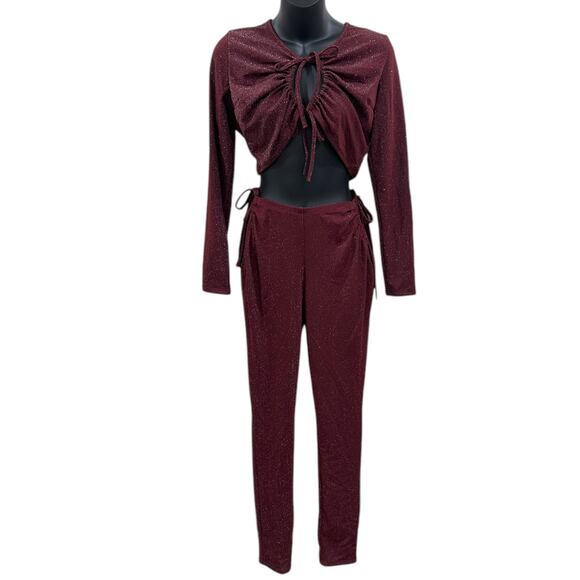 Savage X Fenty Rianna Sleep & Shine Set in Metallic Maroon - Picture 8 of 12